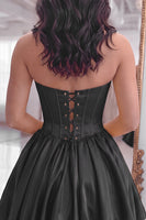 Load image into Gallery viewer, Black Corset Appliqued Sweetheart Short Cocktail Dress