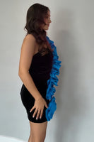 Load image into Gallery viewer, Blue Tight Floral One Shoulder Short Cocktail Dress with Ruffles