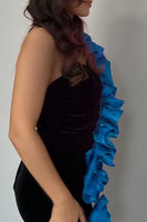 Load image into Gallery viewer, Blue Tight Floral One Shoulder Short Cocktail Dress with Ruffles