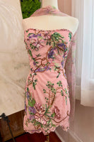 Load image into Gallery viewer, Sparkly Pink Tight Strapless Beaded Mini Cocktail Dress with Sequins