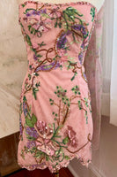 Load image into Gallery viewer, Sparkly Pink Tight Strapless Beaded Mini Cocktail Dress with Sequins
