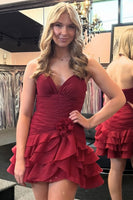 Load image into Gallery viewer, Brown Halter Neck Ruffled Short Cocktail Dress with 3D Flowers