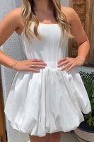 Load image into Gallery viewer, White A Line Corset Strapless Mini Bubble Cocktail Dress