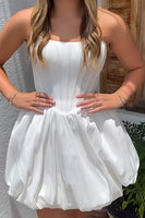 Load image into Gallery viewer, White A Line Corset Strapless Mini Bubble Cocktail Dress