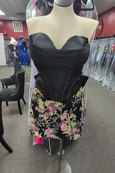 Sparkly Black Corset TIght Sweetheart Short Cocktail Dress