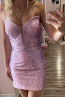 Load image into Gallery viewer, Sparkly Pink Tight Sweetheart Beaded Short Cocktail Dress