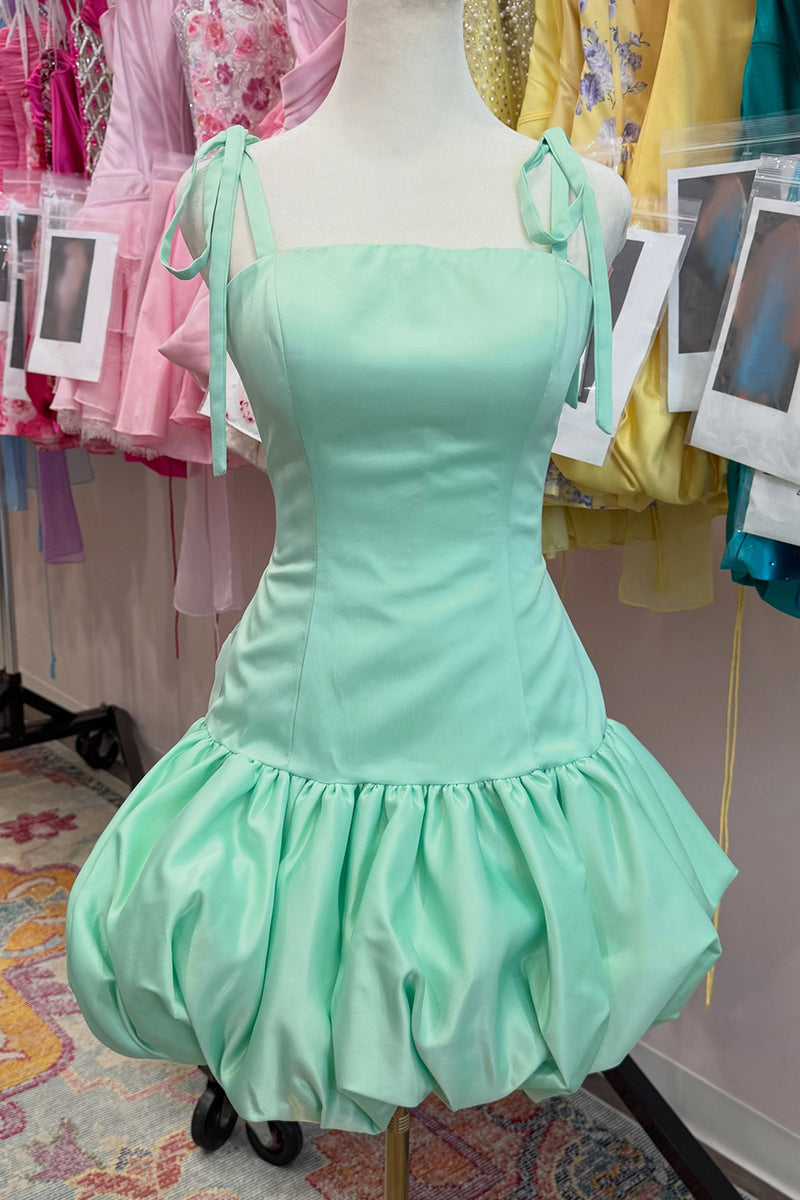 Load image into Gallery viewer, Mint Bodycon Spaghetti Strap A Line Short Bubble Cocktail Dress