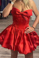 Load image into Gallery viewer, Pink Corset A Line Strapless Short Cocktail Dress with Bow