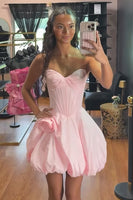 Load image into Gallery viewer, Pink Sweetheart Corset Short Bubble Cocktail Dress with 3D Flower