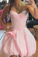 Load image into Gallery viewer, Pink Sweetheart Corset Short Bubble Cocktail Dress with 3D Flower