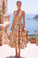 Load image into Gallery viewer, Floral Black A Line Sweetheart Ruched Long Wedding Guest Dress