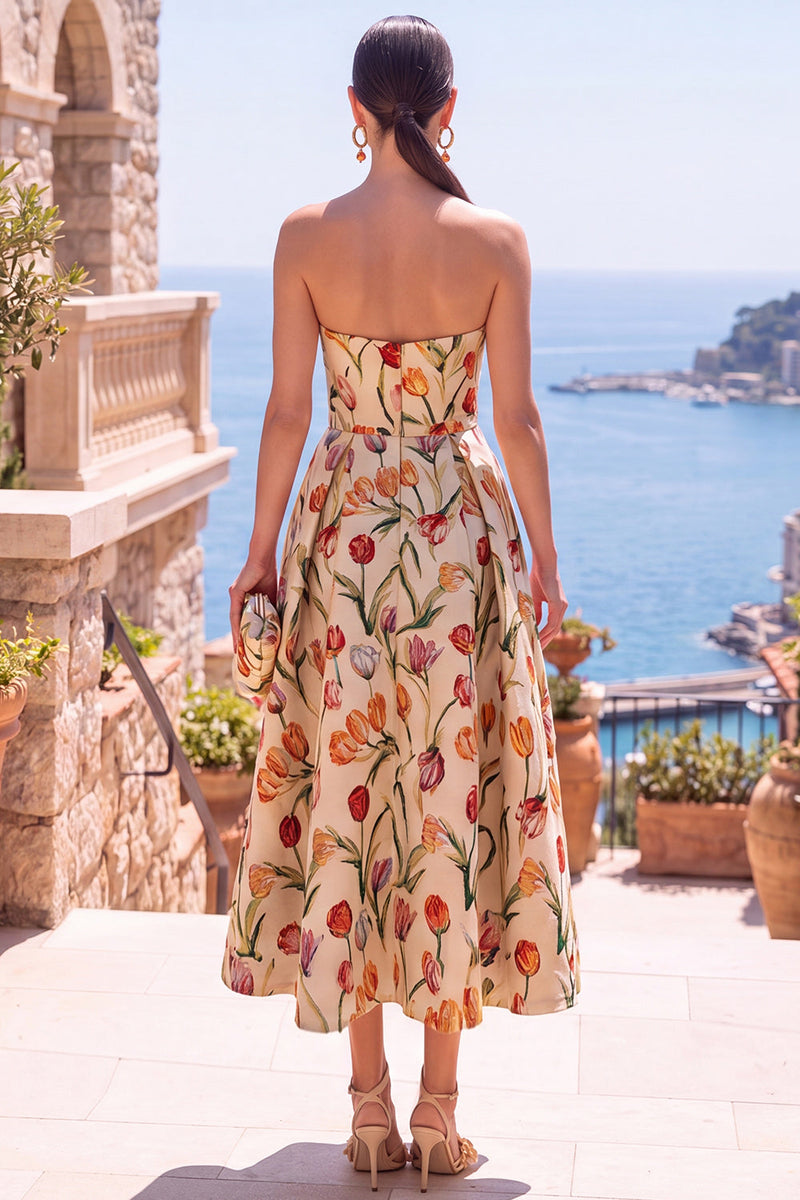 Load image into Gallery viewer, Floral Black A Line Sweetheart Ruched Long Wedding Guest Dress