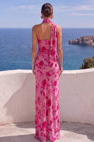 Load image into Gallery viewer, Floral Brown Leopard Printed Sheath One Shoulder Long Wedding Guest Dress