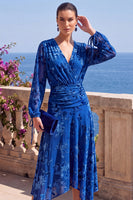 Load image into Gallery viewer, Khaki Floral Ruched Midi Beach Wedding Guest Dress with Sleeves