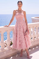 Load image into Gallery viewer, Floral Blue A Line Strapless Corset Long Beach Wedding Guest Dress