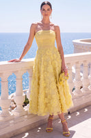 Load image into Gallery viewer, Floral Blue A Line Strapless Corset Long Beach Wedding Guest Dress