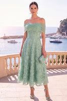 Load image into Gallery viewer, Pink Floral Off the Shoulder A Line Maxi Beach Wedding Guest Dress