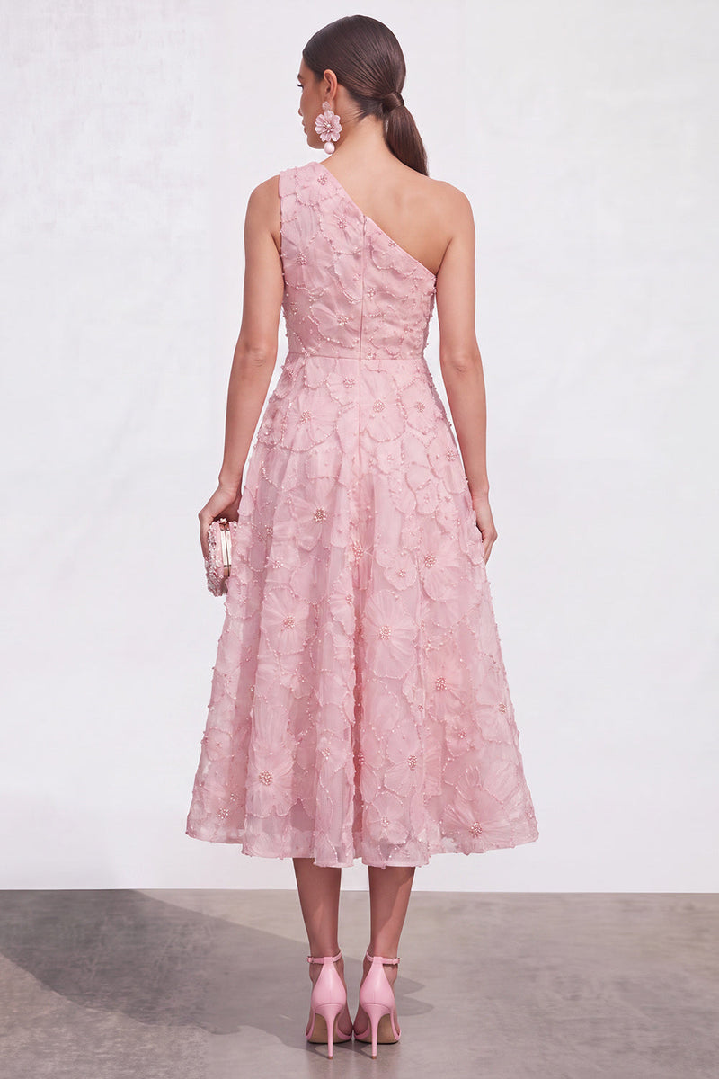 Load image into Gallery viewer, Green A Line One Shoulder Floral Maxi Wedding Guest Dress