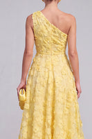 Load image into Gallery viewer, Green A Line One Shoulder Floral Maxi Wedding Guest Dress