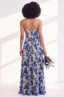 Load image into Gallery viewer, Dusty Purple A-Line Velvet Floral Long Wedding Guest Dress with Slit