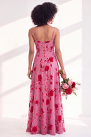 Load image into Gallery viewer, Dusty Purple A-Line Velvet Floral Long Wedding Guest Dress with Slit
