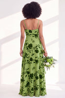 Load image into Gallery viewer, Dusty Purple A-Line Velvet Floral Long Wedding Guest Dress with Slit