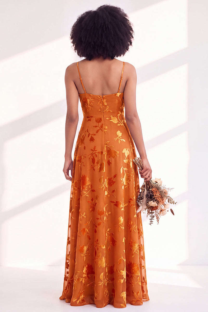 Load image into Gallery viewer, Dusty Purple A-Line Velvet Floral Long Wedding Guest Dress with Slit