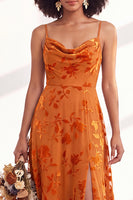 Load image into Gallery viewer, Dusty Purple A-Line Velvet Floral Long Wedding Guest Dress with Slit