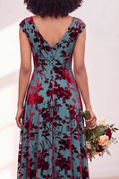 Load image into Gallery viewer, Black Silver Floral V-Neck A-Line Long Wedding Guest Dress