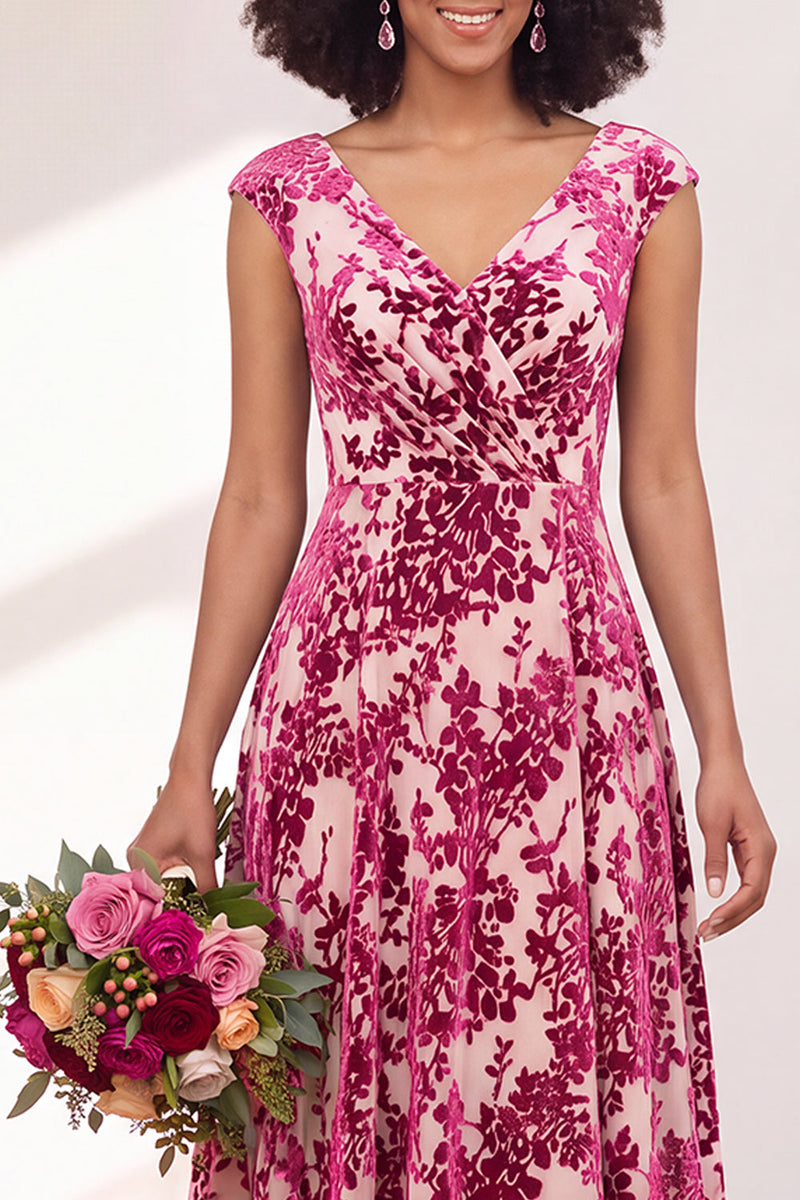 Load image into Gallery viewer, Black Silver Floral V-Neck A-Line Long Wedding Guest Dress