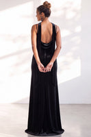 Load image into Gallery viewer, Dark Green Velvet Mermaid Spaghetti Straps Long Wedding Guest Dress