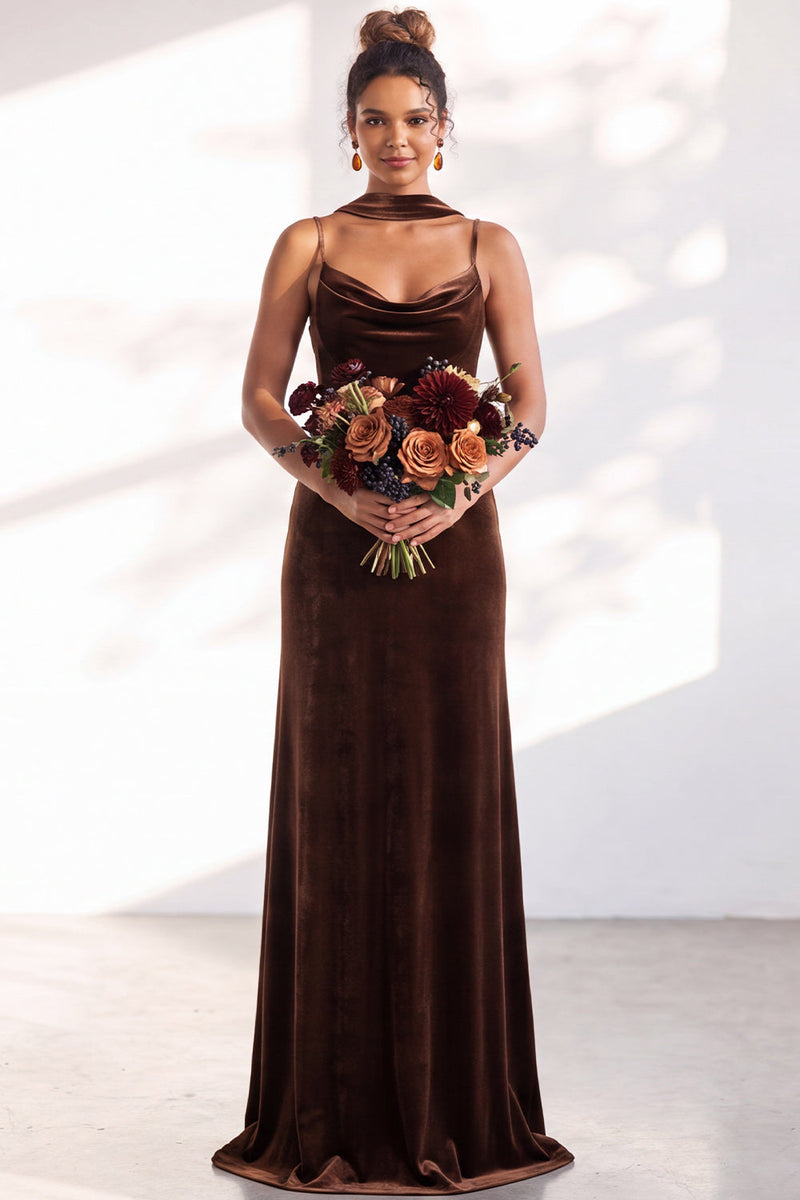 Load image into Gallery viewer, Dark Green Velvet Mermaid Spaghetti Straps Long Wedding Guest Dress