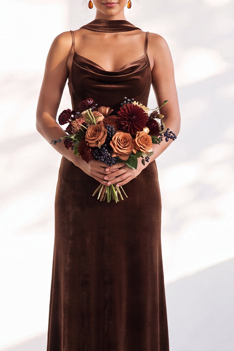 Load image into Gallery viewer, Dark Green Velvet Mermaid Spaghetti Straps Long Wedding Guest Dress