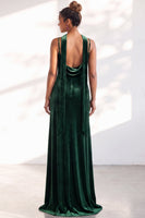 Load image into Gallery viewer, Dark Green Velvet Mermaid Spaghetti Straps Long Wedding Guest Dress