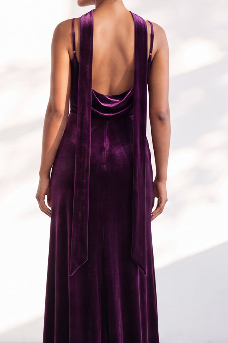 Load image into Gallery viewer, Dark Green Velvet Mermaid Spaghetti Straps Long Wedding Guest Dress