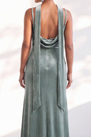 Load image into Gallery viewer, Dark Green Velvet Mermaid Spaghetti Straps Long Wedding Guest Dress