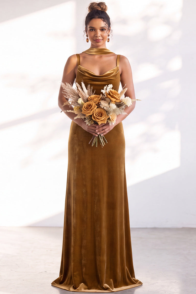 Load image into Gallery viewer, Dark Green Velvet Mermaid Spaghetti Straps Long Wedding Guest Dress