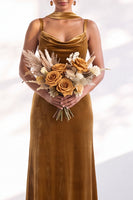 Load image into Gallery viewer, Dark Green Velvet Mermaid Spaghetti Straps Long Wedding Guest Dress