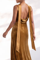 Load image into Gallery viewer, Dark Green Velvet Mermaid Spaghetti Straps Long Wedding Guest Dress