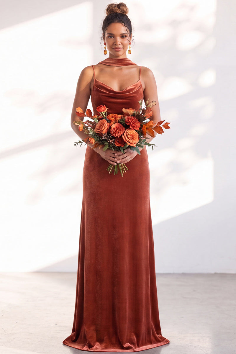 Load image into Gallery viewer, Dark Green Velvet Mermaid Spaghetti Straps Long Wedding Guest Dress