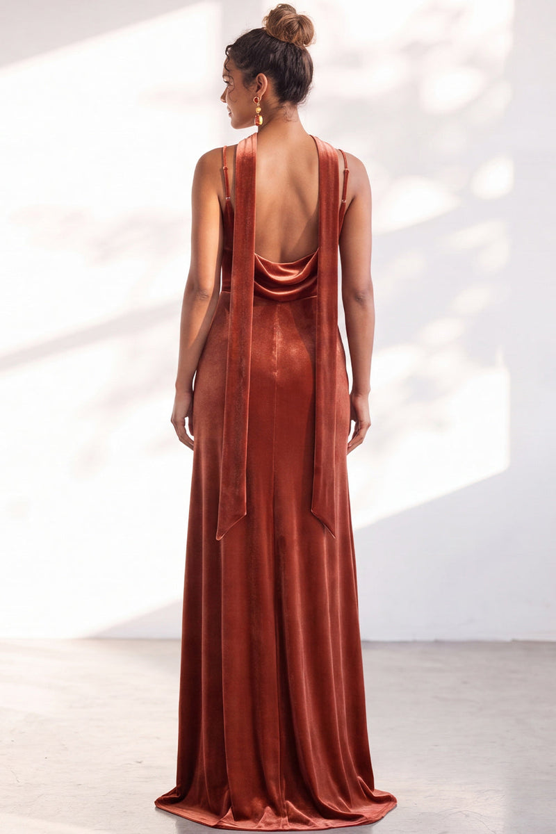 Load image into Gallery viewer, Dark Green Velvet Mermaid Spaghetti Straps Long Wedding Guest Dress