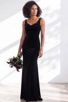 Load image into Gallery viewer, Dusty Sage Mermaid Velvet Cowl Neck Maxi Wedding Guest Dress