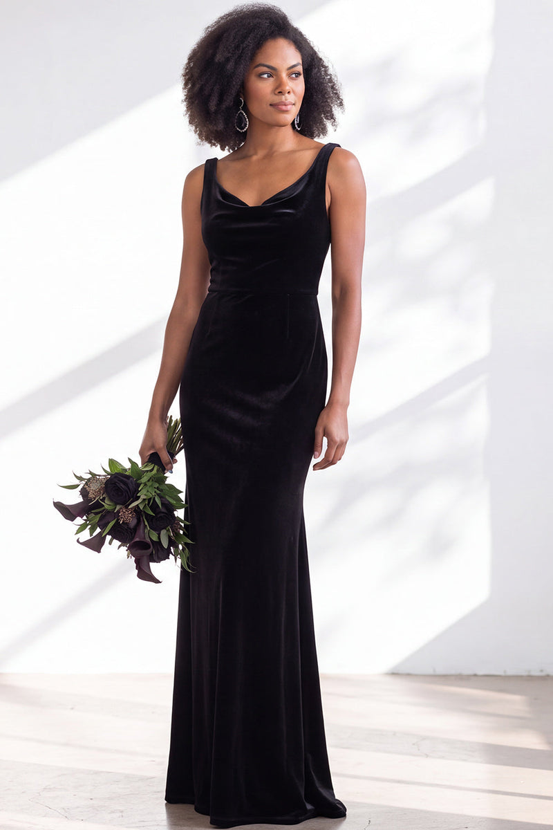 Load image into Gallery viewer, Dusty Sage Mermaid Velvet Cowl Neck Maxi Wedding Guest Dress