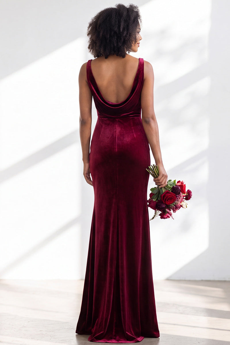 Load image into Gallery viewer, Dusty Sage Mermaid Velvet Cowl Neck Maxi Wedding Guest Dress