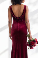 Load image into Gallery viewer, Dusty Sage Mermaid Velvet Cowl Neck Maxi Wedding Guest Dress