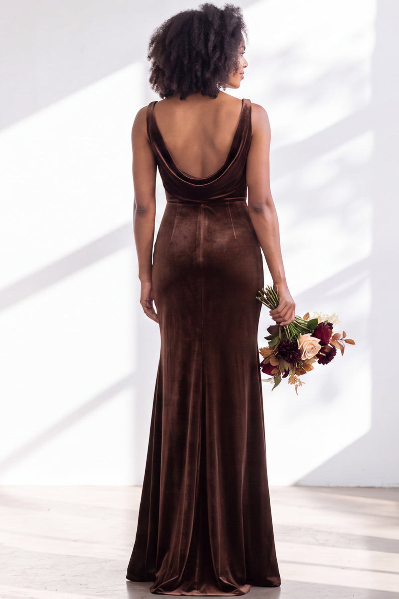 Load image into Gallery viewer, Dusty Sage Mermaid Velvet Cowl Neck Maxi Wedding Guest Dress