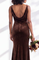 Load image into Gallery viewer, Dusty Sage Mermaid Velvet Cowl Neck Maxi Wedding Guest Dress