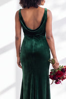 Load image into Gallery viewer, Dusty Sage Mermaid Velvet Cowl Neck Maxi Wedding Guest Dress