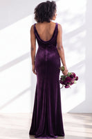 Load image into Gallery viewer, Dusty Sage Mermaid Velvet Cowl Neck Maxi Wedding Guest Dress