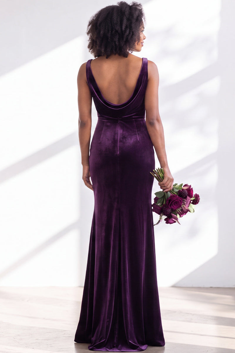 Load image into Gallery viewer, Dusty Sage Mermaid Velvet Cowl Neck Maxi Wedding Guest Dress